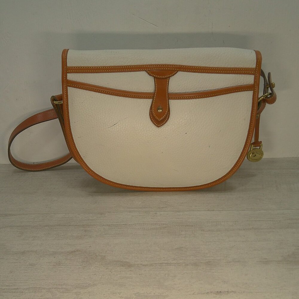 Vintage Dooney & Bourke Cavalry/Saddle Crossbody Bag Bone Leather Bag Pocketbook - Picture 4 of 14